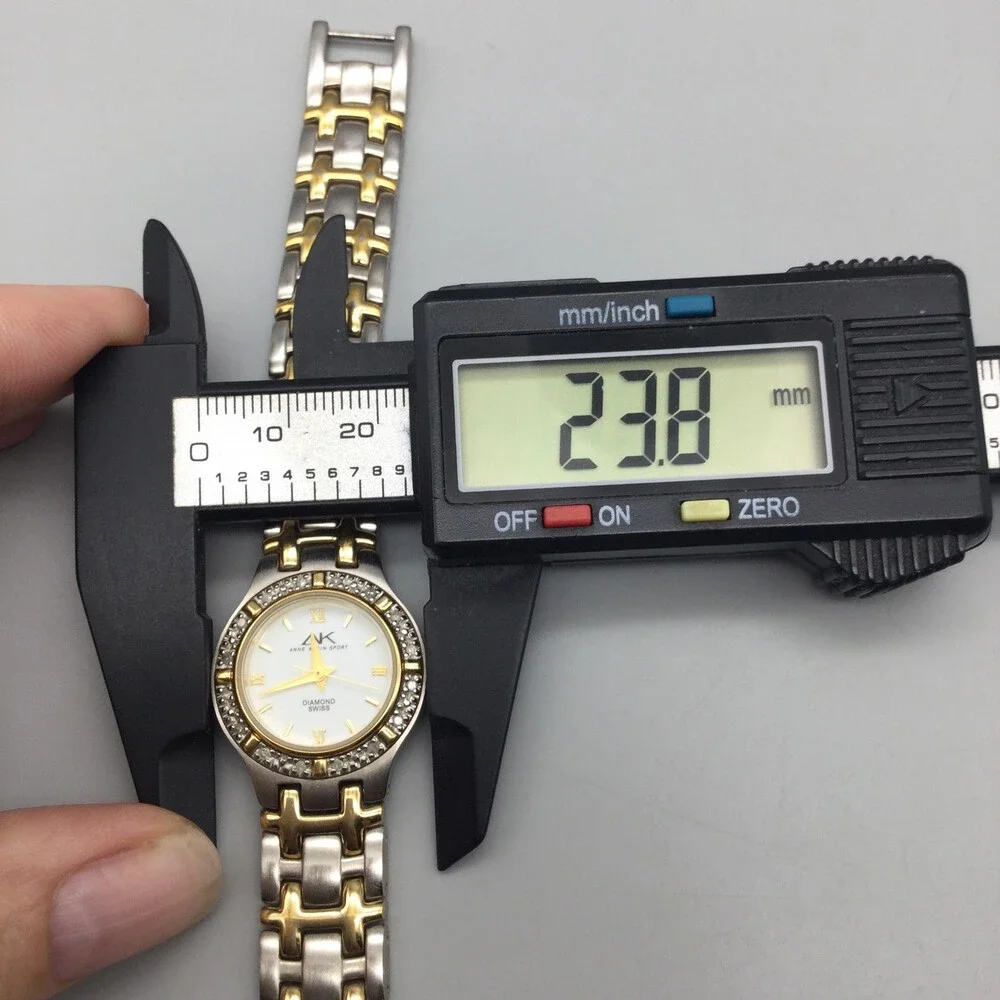 Anne Klein Diamond Swiss Womens Watch 24mm White Dial Two Tone New Battery 7.25